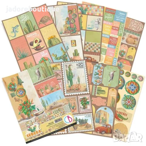 Дизайнерска двустранна хартия А4 с елементи за изрязване Sonora - Ciao Bella, снимка 3 - Други - 47339171