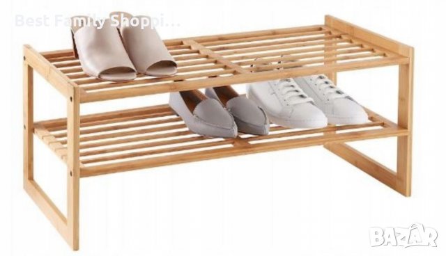 Бамбуков рафт за обувки , снимка 2 - Етажерки - 37690088