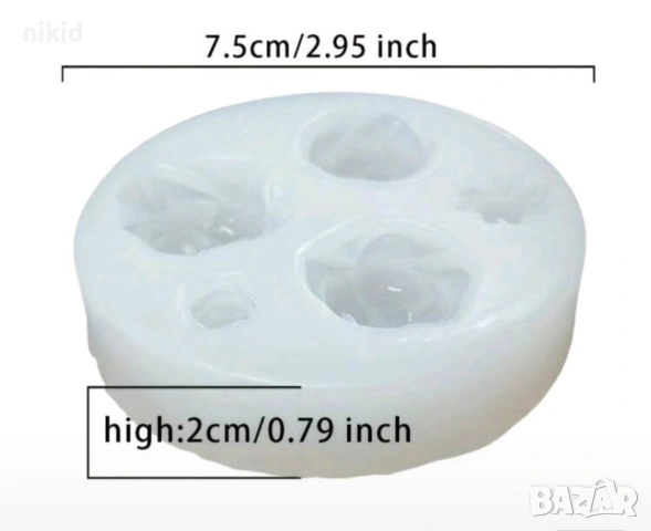 4 пъпки пъпка роза рози розички силиконов молд форма фондан шоколад гипс смола декор, снимка 3 - Форми - 53157584
