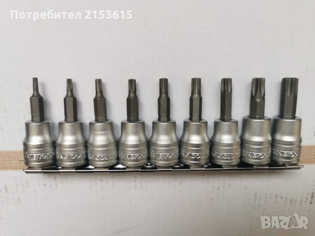 teng tools тенг 9 броя 3/8 вложки с торкс звезди хром ванадий комплект, снимка 4 - Други инструменти - 35210284