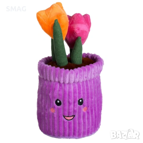 Плюшена саксия с лалета за Свети Валентин Ø12x27 см_1257479