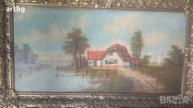 Автентична картина "На брега" , снимка 3 - Картини - 30533636