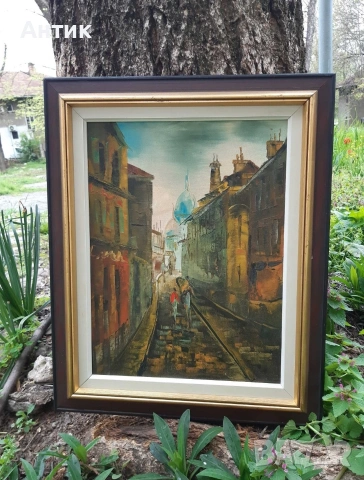 Красива Стара Картина Живопис Маслени Бои на Платно , снимка 4 - Картини - 54005129