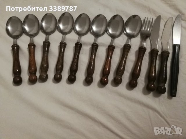 Прибори Rostfrei с дървени дръжки , снимка 1