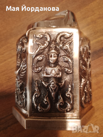 Посребрени съдчета и страхотна бензинова настолна запалка., снимка 7 - Антикварни и старинни предмети - 44570239