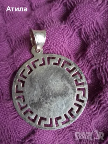 сребърна висулка зодия 27 мм, снимка 3 - Колиета, медальони, синджири - 48237509