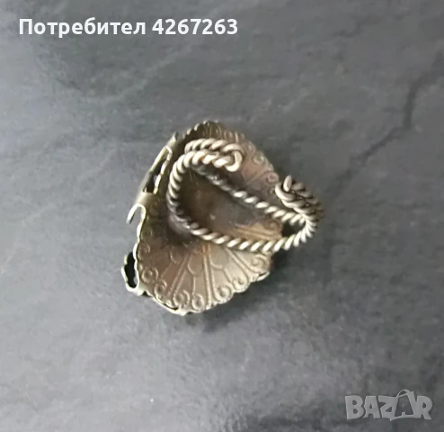 Ретро пръстен със син кристал, регулируем, снимка 5 - Пръстени - 50986241