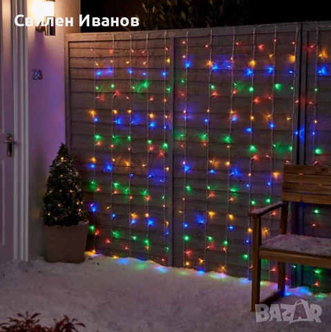 Коледна завеса от лампички / Цветове - Студено бяло, топло бяло, шарено. / 320лед светлини, дължина , снимка 2 - Лед осветление - 51390303
