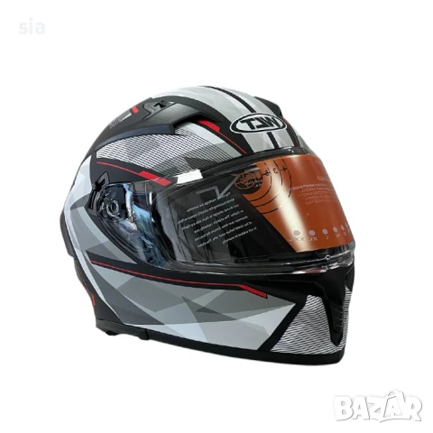 Каска за мотор, Мото шлем, очила и визьор, 4 размера, Сива с червен кант, снимка 7 - Аксесоари и консумативи - 46173797