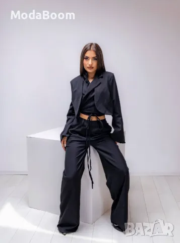 Черен дамски комплект от две части , снимка 7 - Костюми - 48067297