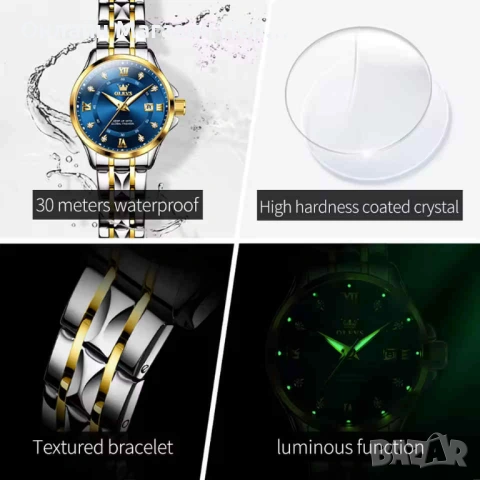 OLEVS 2906 Луксозен Дамски Кварцов Часовник с Календар, снимка 13 - Дамски - 54213667