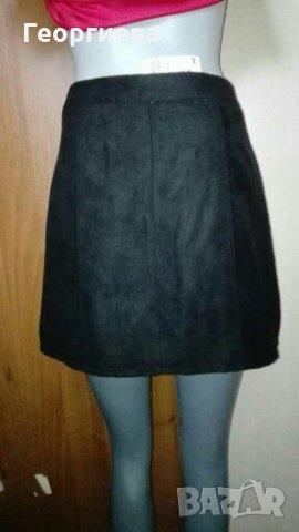 Черна пола H&M, имитация на велур🌹🍀XS,S🌹🍀арт.840, снимка 3 - Поли - 30420113