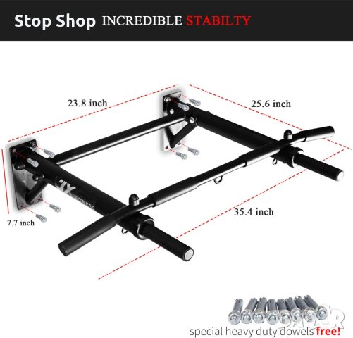 JX FITNESS щанга за издърпване, монтирана на стена щанга за брадичката, боксова торба за домашен фит, снимка 6 - Фитнес уреди - 40526625