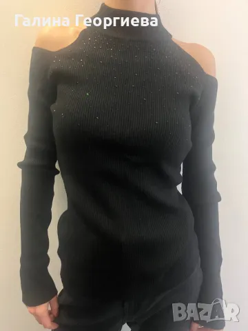 Черна поло блуза, снимка 2 - Блузи с дълъг ръкав и пуловери - 48808040
