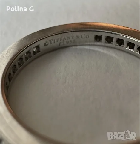Оригинален Tiffany & Co. платинен пръстен с диаманти – PT950, снимка 11 - Пръстени - 56299853