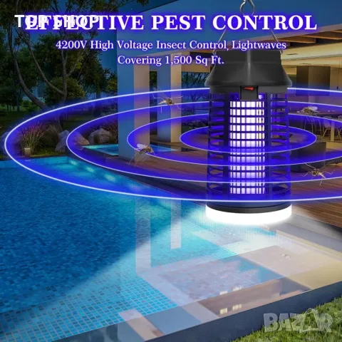 Лампа за унищожаване на комари, 2 в 1 уред за насекоми 4200V 15W UV, снимка 6 - Други стоки за дома - 49487925