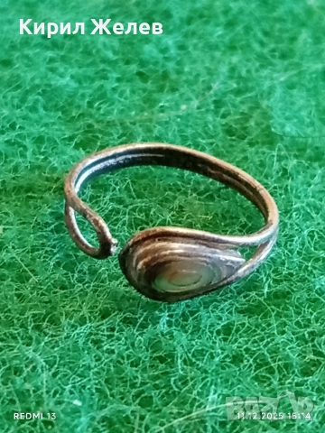 Винтидж авторски сребърен пръстен с седеф ръчна изработка 52425, снимка 2 - Пръстени - 52736531