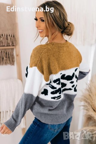 Дамски пуловер с леопардов принт, снимка 2 - Блузи с дълъг ръкав и пуловери - 39697536