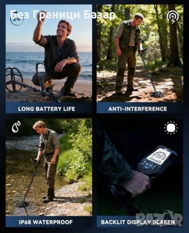 Нов Металдетектор за възрастни USB-C, 24ч батерия, LCD дисплей Търсач, снимка 7 - Друга електроника - 53007282