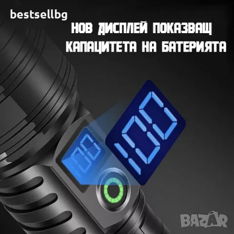 Мощен акумулаторен лазерен прожектор LED ръчен фенер зарядно USB лов, снимка 3 - Къмпинг осветление - 47746492