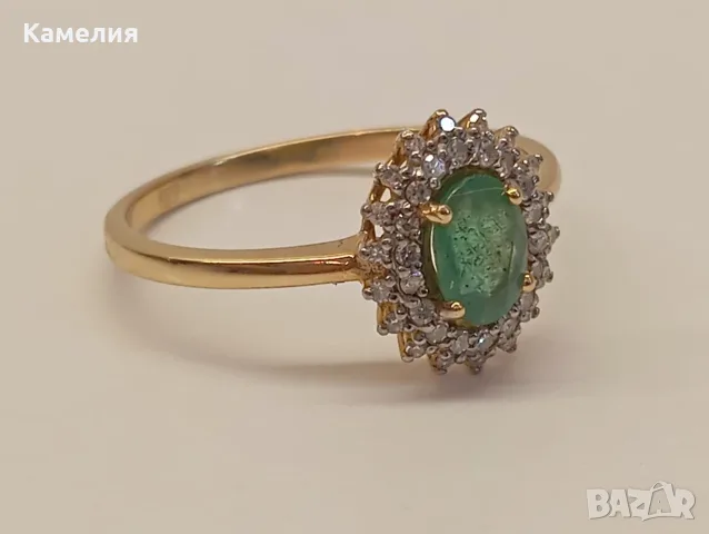Руско злато. Пръстен с брилианти , снимка 2 - Пръстени - 55831716