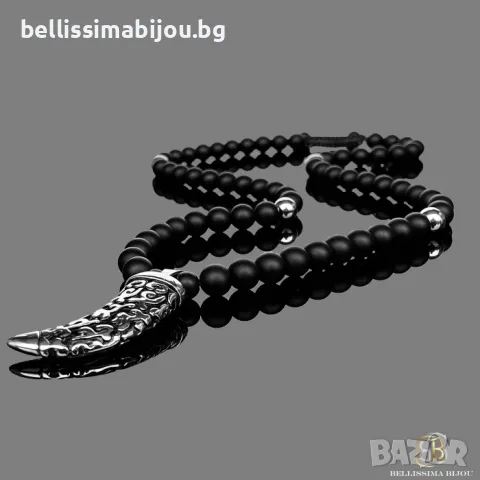 Мъжки Гердан от Оникс и Масивна Стоманена Висулка!