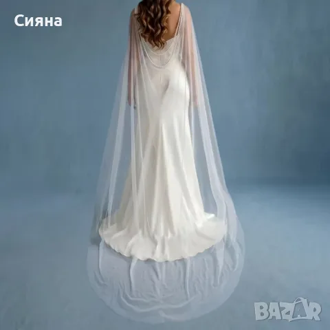 Бяло сватбено наметало, снимка 3 - Сватбени аксесоари - 56104624