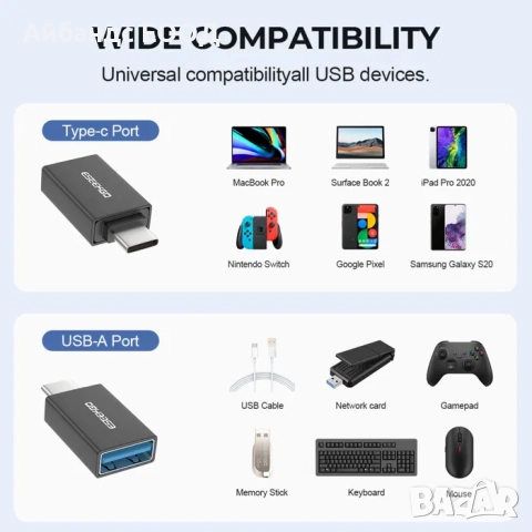Адаптер USB C към USB A, снимка 4 - Кабели и адаптери - 49414862