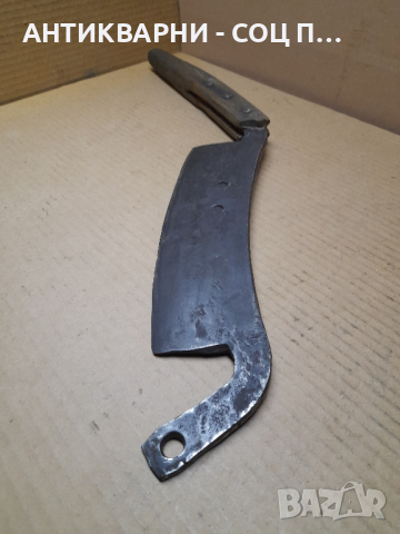 Голям Стар Ръчно Кован Нож За Сено , снимка 6 - Антикварни и старинни предмети - 44809156