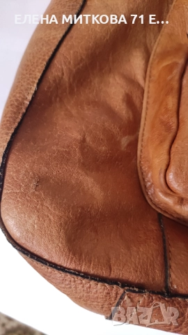 Pieces маркова пътна чанта от естествена кожа цвят коняк, снимка 13 - Чанти - 52324709