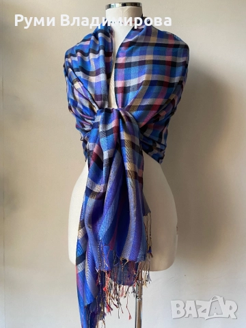 Тъмносин шал/ различни видове, с етикет, снимка 6 - Шалове - 49367965