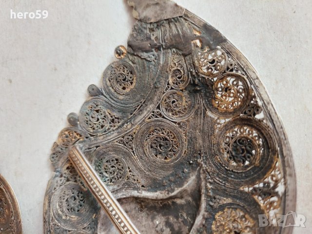 RRR Антикварни стари пафти сребро позлата филигран емайл изумруд 18 век, снимка 13 - Антикварни и старинни предмети - 42550733