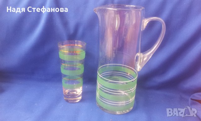 Ретро кана и 6 чаши за безалкохолно, вода, снимка 11 - Антикварни и старинни предмети - 37796539