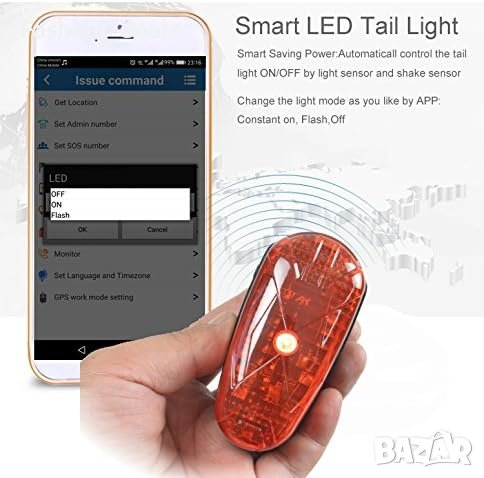 Нов Велосипеден GPS тракер с LED светлина 1800mAh Водоустойчив, снимка 5 - Аксесоари за велосипеди - 42494399