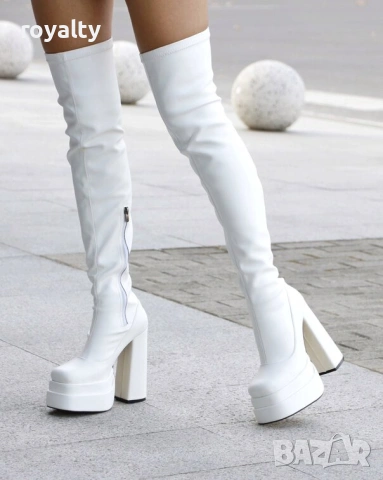 Чизми на ток - бяла кожа, снимка 2 - Дамски ботуши - 54157276