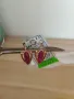 Руски златни обеци с рубини, снимка 1