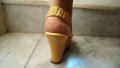 Дамски сандали на платформа от естествена кожа в цвят горчица, снимка 4