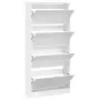 vidaXL Шкаф за обувки с 4 флип чекмеджета бял 80x21x163,5 см, снимка 5