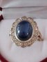 Стар антикварен златен дамски пръстен с диаманти и сапфир/злато 18 к. , снимка 1 - Пръстени - 39812205