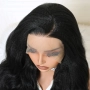 70 см Черна чуплива Yaki перука с дантела 13x4, снимка 4