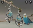 Ретро Бохо дамски модни висящи обеци, висококачествена сплав, син авантюрин, английски стил, снимка 1