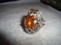СТАР СКЪПОЦЕНЕН РЕТРО МЕДЕН ПОСРЕБРЕН ПРЪСТЕН с ОГРОМЕН ЮВЕЛИРНО ФАСЕТИРАН НАТУРАЛЕН ЦИТРИН 26280, снимка 7