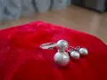 Сребърни и позлатени обеци+пръстен., снимка 2