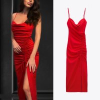Червена рокля ZARA, снимка 2 - Рокли - 38730954