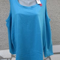 7XL Нова синя блуза Sheego  голи рамене, снимка 1 - Блузи с дълъг ръкав и пуловери - 38710588