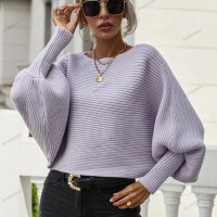 Дамски свободен пуловер с кръгло деколте и дълги ръкави, 2цвята - 023, снимка 2 - Блузи с дълъг ръкав и пуловери - 42682664