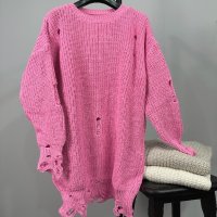 Дамски дълъг накъсан пуловер / туника 4цвята , снимка 9 - Туники - 38669469