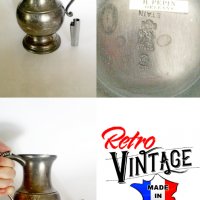 Голяма Френска калаена кана за вино, снимка 2 - Антикварни и старинни предмети - 29988641