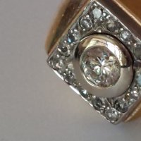Мъжки златен пръстен 585 проба и брилянт 0.6 катата+16 диаманти           малки брилянта, снимка 6 - Пръстени - 35474808