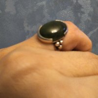 Авторски сребърен пръстен с натурален апатит  , снимка 4 - Пръстени - 30544070